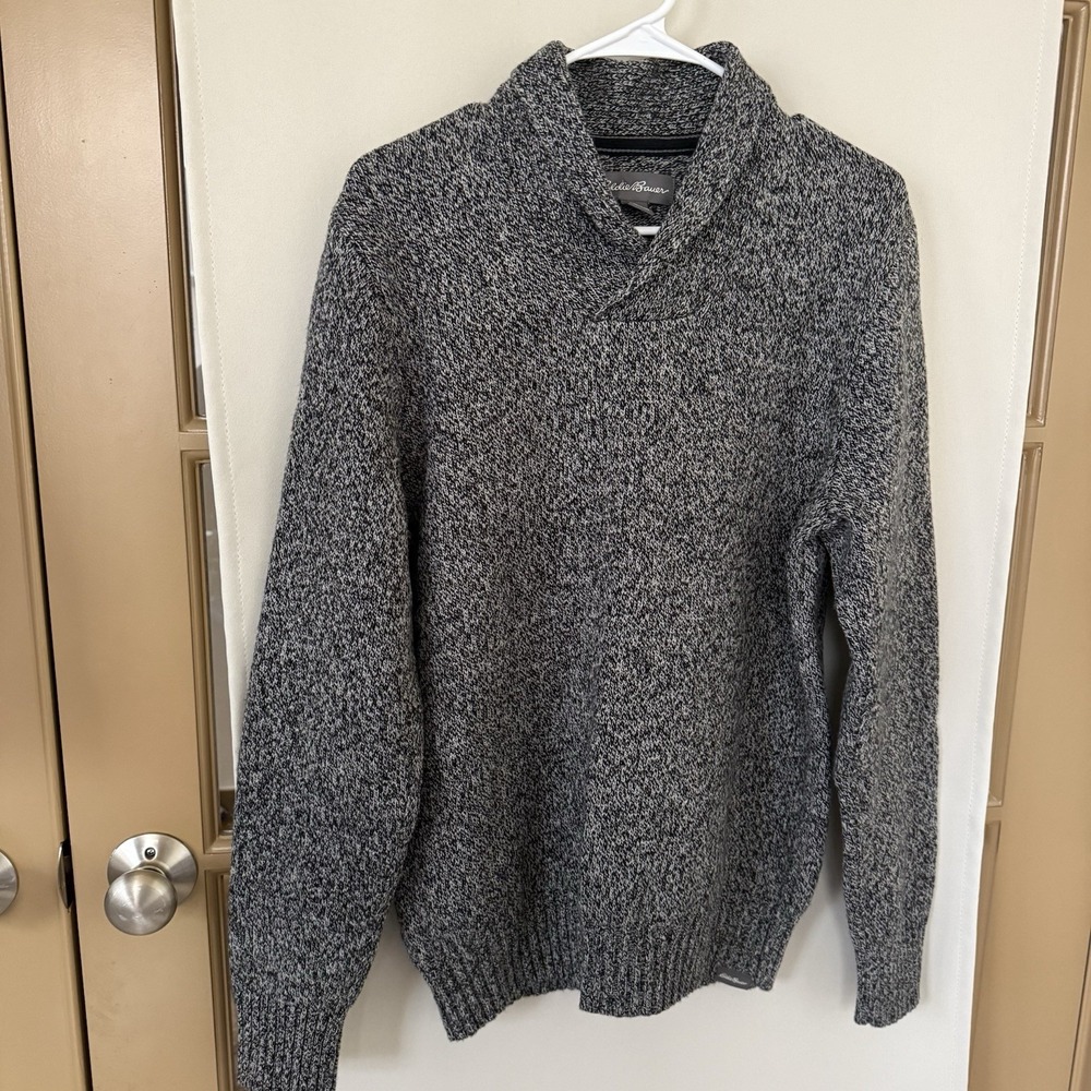 Eddie Bauer Men's Medium Gray Wool Blend Long Sleeve Sweater - Picture 2 of 7